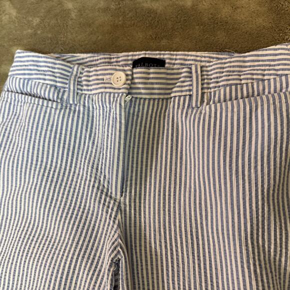 Talbots White Blue Stripe Cotton Cropped Pants Sz 2P - Picture 4 of 6